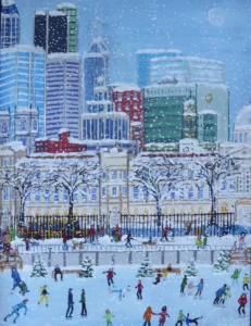 Il neige au Vieux-Port de Montréal