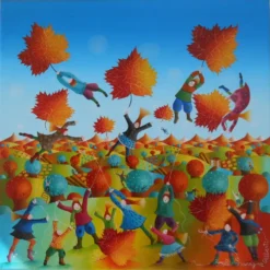 La feuille d'automne emportée par le vent